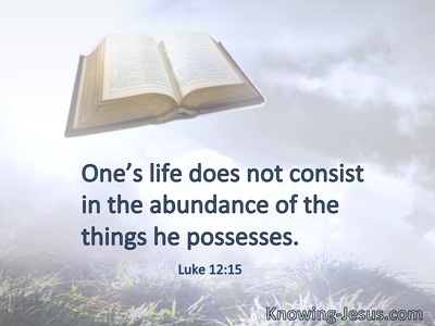 One’s life does not consist in the abundance of the things he possesses.
